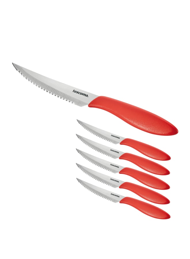 Tescoma Steak Knife 12 Cm 6 Piece Red Presto - Image 1